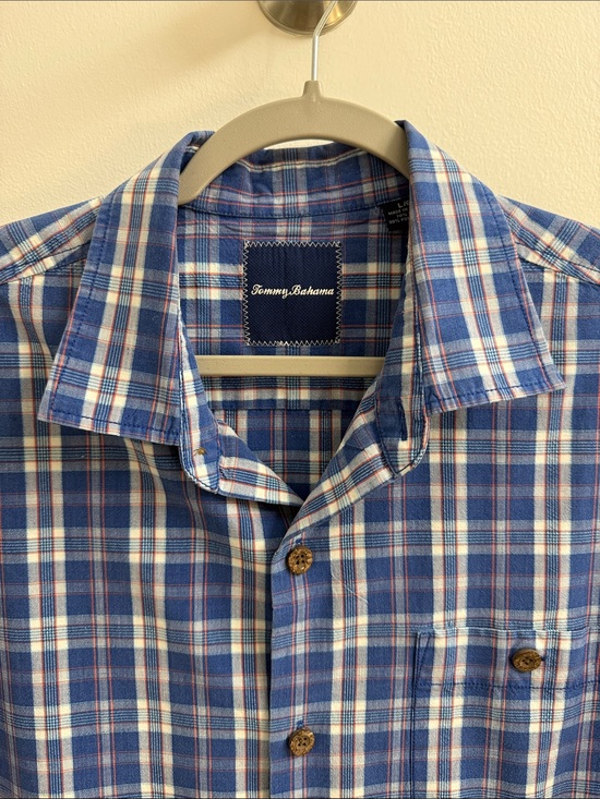 Tommy Bahama Other - Tommy Bahama Navy and Blue Plaid Silk-Blend Shirt